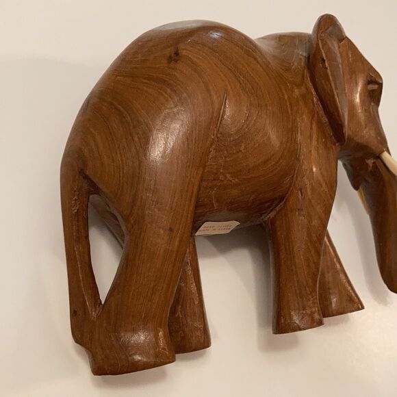 Vintage Artisan Made Hand Carved Africana Kenyan Solid Wood Elephant Pair - Picture 9 of 10
